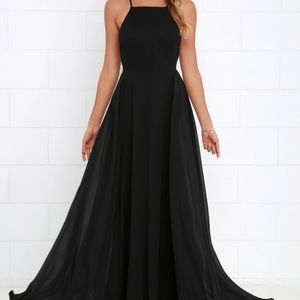 Black floor length Lulus dress- Size Medium